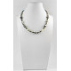 Exclusive necklace "Hyperbola" Rutile quartz, Hematite cube