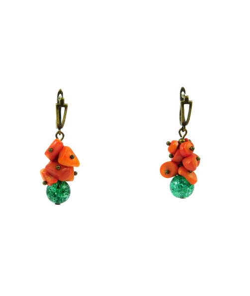 Exclusive earrings "Autumn Melody" Sugar quartz, Coral crumb