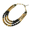 Exclusive necklace &quot;Desert&quot; Jasper, Agate, Hawk&#039;s eye tube, 3 rows