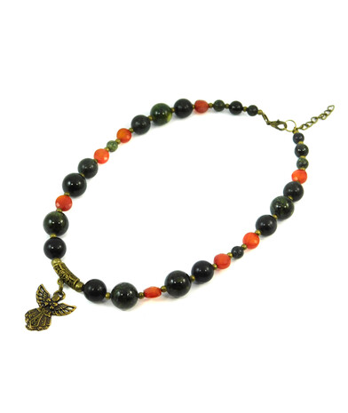 Exclusive necklace "Chestnut" Snake, Carnelian tablet facet