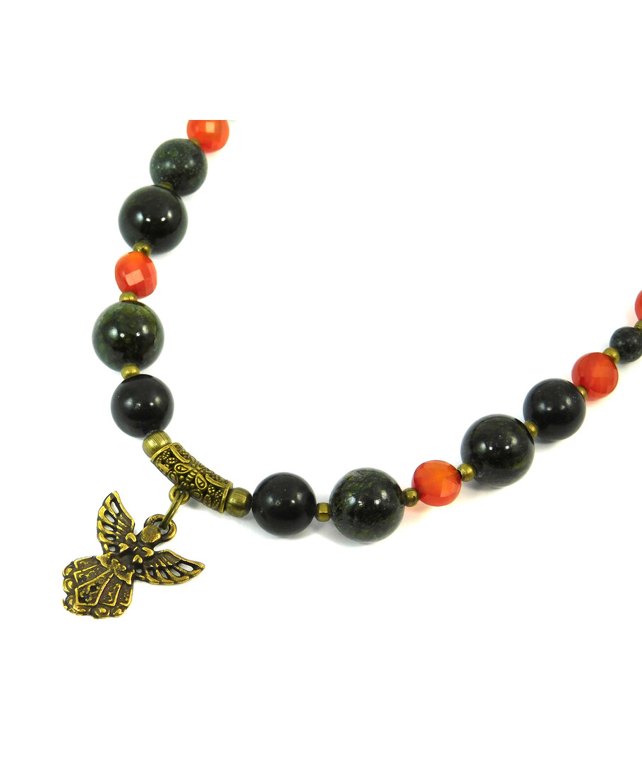 Exclusive necklace "Chestnut" Snake, Carnelian tablet facet