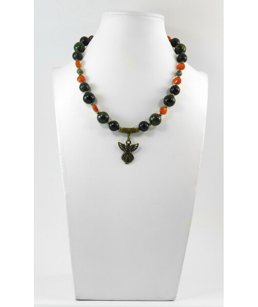 Exclusive necklace "Chestnut" Snake, Carnelian tablet facet