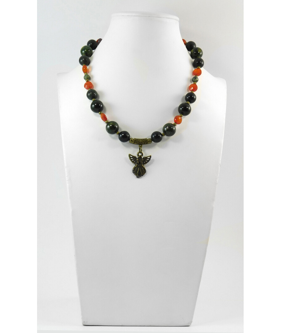 Exclusive necklace "Chestnut" Snake, Carnelian tablet facet