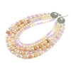 Exclusive necklace &quot;Paris&quot; Opal galtovka, Kunzite facet, Pearls beige, 5-row