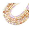 Exclusive necklace &quot;Paris&quot; Opal galtovka, Kunzite facet, Pearls beige, 5-row