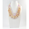 Exclusive necklace &quot;Paris&quot; Opal galtovka, Kunzite facet, Pearls beige, 5-row