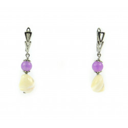 Exclusive earrings "Lavender" Amethyst, mother of pearl balamuty
