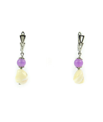 Exclusive earrings "Lavender" Amethyst, mother of pearl balamuty