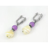 Exclusive earrings &quot;Lavender&quot; Amethyst, mother of pearl balamuty