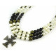 Exclusive necklace "Elbrus" Lava, mother-of-pearl, 3 rows