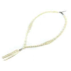Exclusive necklace "Olzar" Pearls white, beige, rice