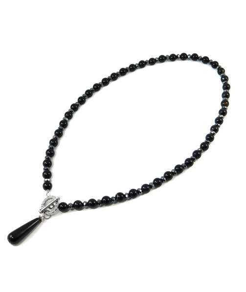 Exclusive necklace "Agate drop" Agate, Hematite facet