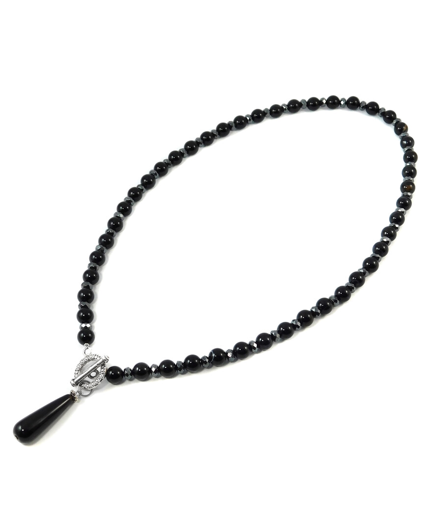 Exclusive necklace "Agate drop" Agate, Hematite facet