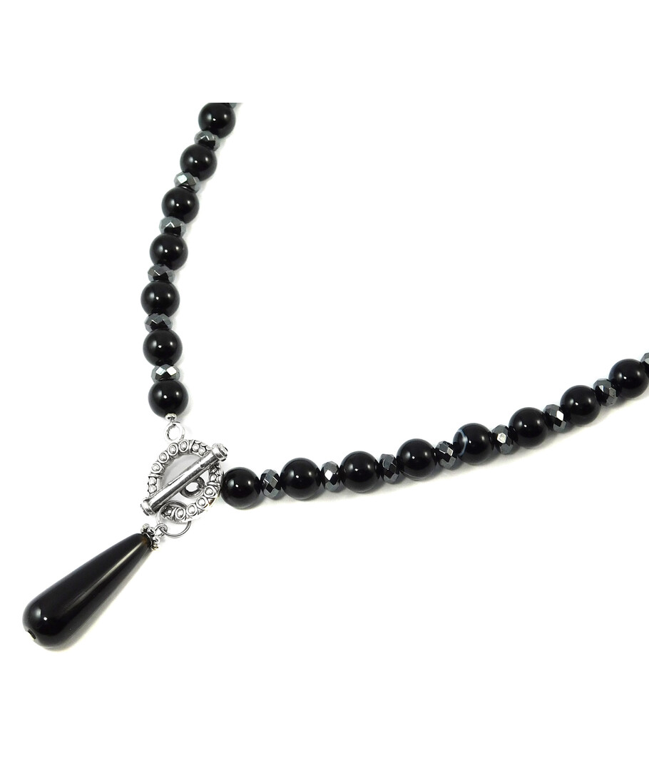 Exclusive necklace "Agate drop" Agate, Hematite facet