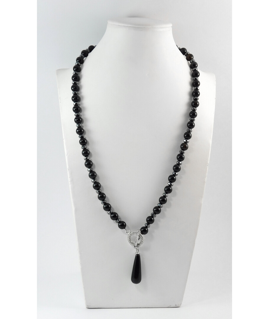 Exclusive necklace "Agate drop" Agate, Hematite facet