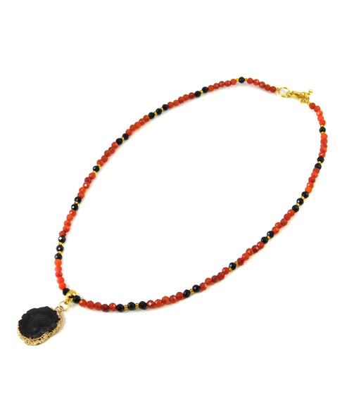 Exclusive necklace "Chic" Carnelian, Tourmaline facet, Druze