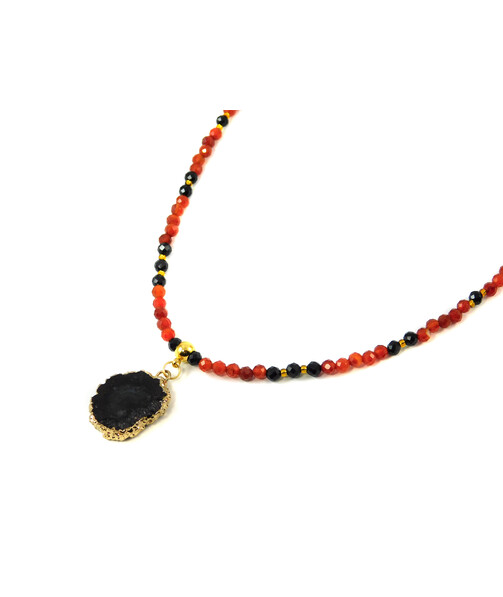 Exclusive necklace "Chic" Carnelian, Tourmaline facet, Druze