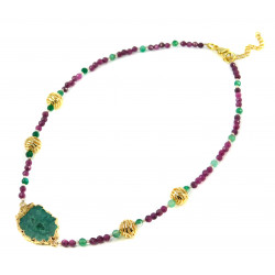 Exclusive necklace "Urban" Ruby face, Agate face, Druze