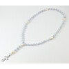 Aquamarine prayer rosary, oval pearls, silver cross