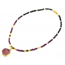Exclusive necklace "Hipster" Ruby face, Zircon face, Tourmaline face, Druze