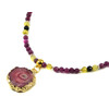 Exclusive necklace &quot;Hipster&quot; Ruby face, Zircon face, Tourmaline face, Druze