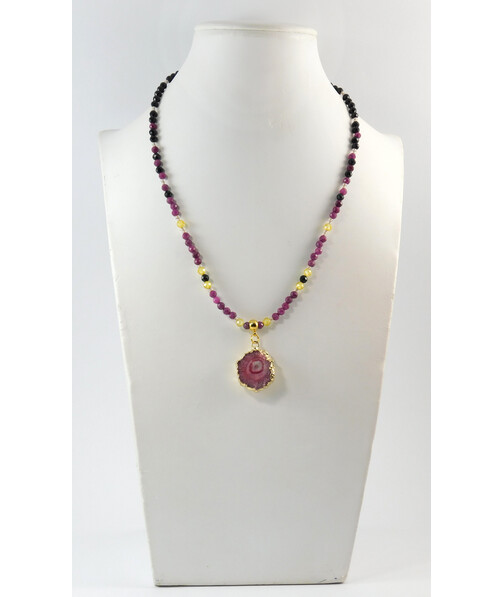 Exclusive necklace "Hipster" Ruby face, Zircon face, Tourmaline face, Druze