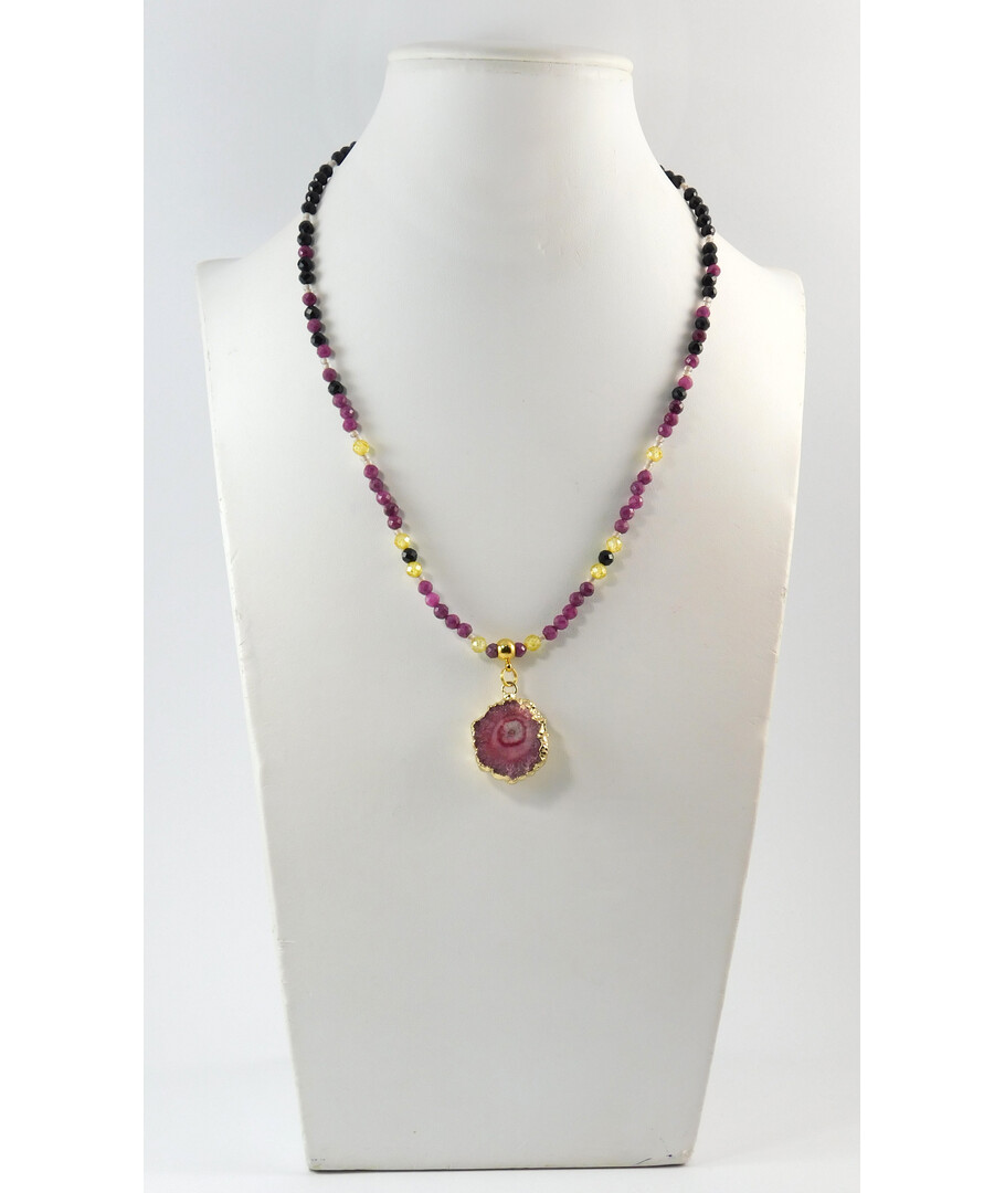 Exclusive necklace "Hipster" Ruby face, Zircon face, Tourmaline face, Druze