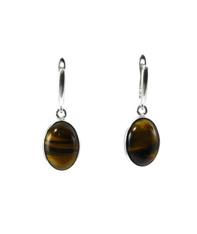 Tiger's eye earrings, silver