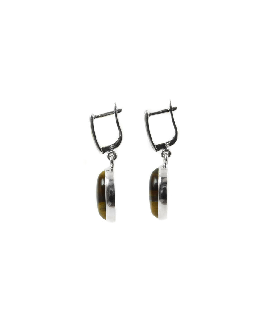 Tiger's eye earrings, silver