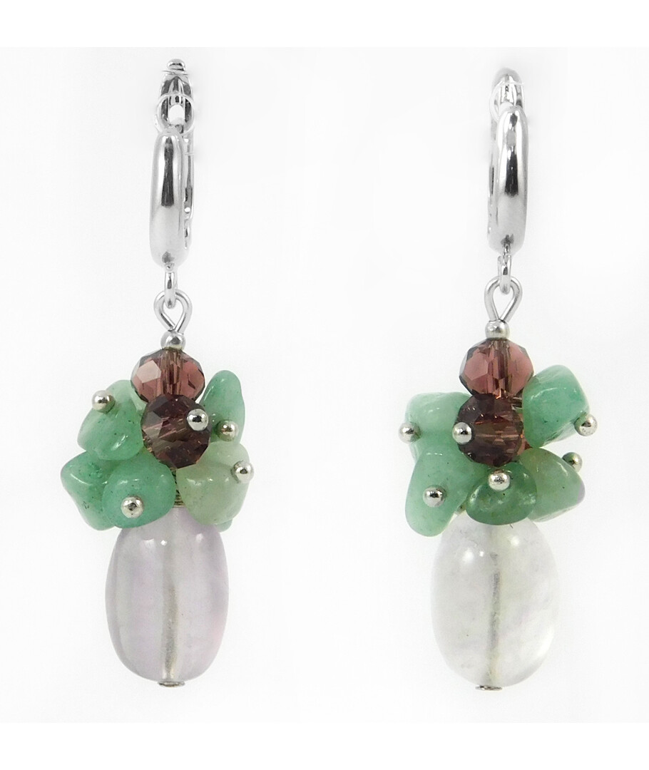 Exclusive earrings "The Temptation of Green" Fluorite sliver, Jade crumb