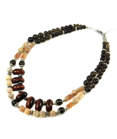 Exclusive necklace "Solar system" Topaz, Sunstone, log, Bull's eye link