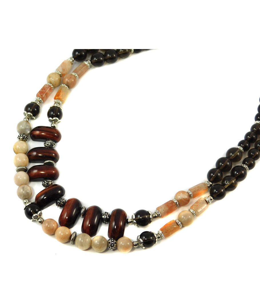 Exclusive necklace "Solar system" Topaz, Sunstone, log, Bull's eye link