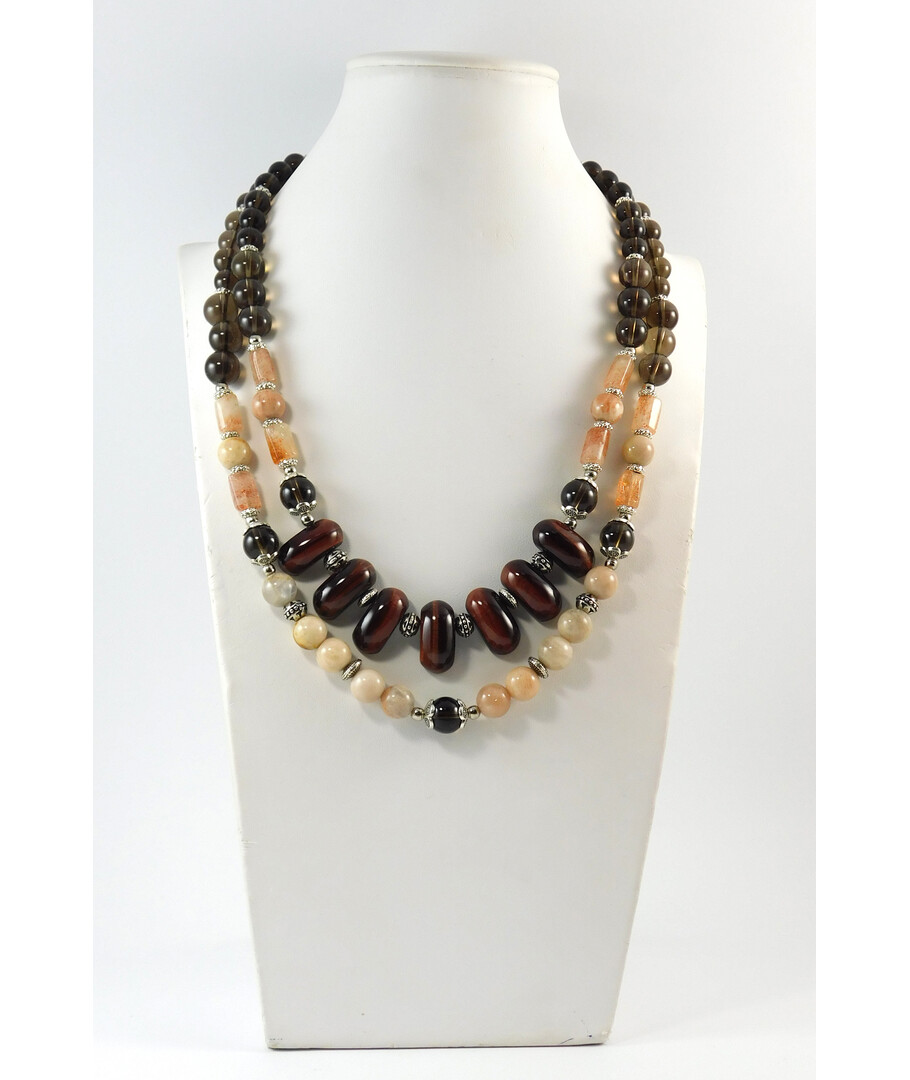 Exclusive necklace "Solar system" Topaz, Sunstone, log, Bull's eye link