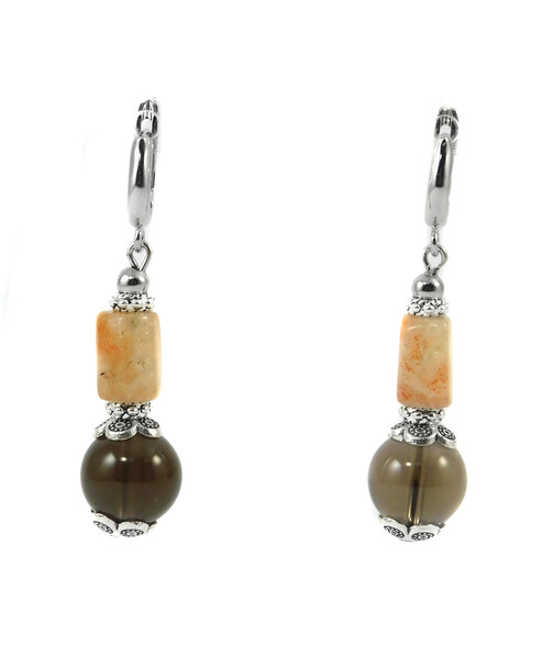 Exclusive earrings "Solar system" Topaz, Solar stone cut