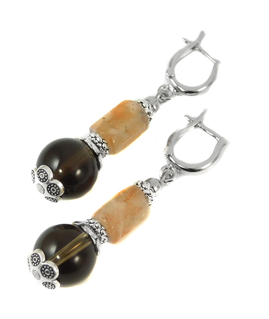 Exclusive earrings "Solar system" Topaz, Solar stone cut