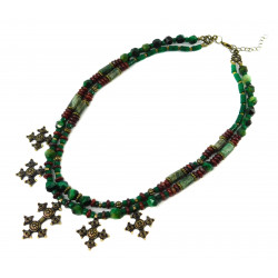 Exclusive necklace "Oasis of Peace" Seraphinite cut, Chrysoprase rondel, Jasper rondel, Tiger's eye