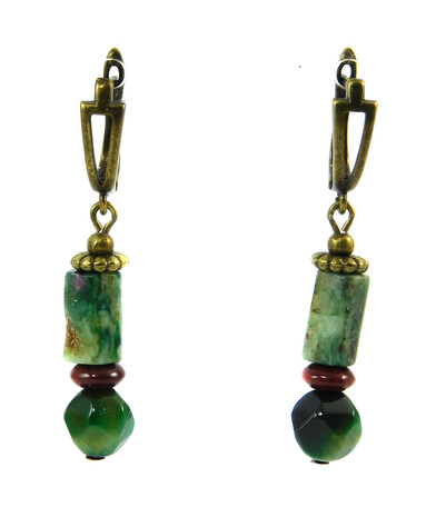 Exclusive earrings "Oasis of peace" Seraphinite log, Jasper rondel, Tiger's eye