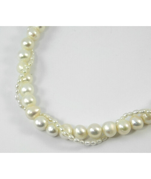 Exclusive necklace "Sea Goddess" Pearls, rice, silver