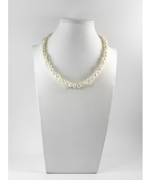 Exclusive necklace "Sea Goddess" Pearls, rice, silver