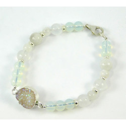 Exclusive bracelet "New Year's toy" Adular, synthetic moonstone, silver
