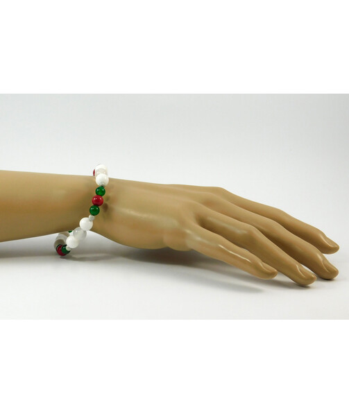 Exclusive bracelet "New Year's Toy" Selenite, White Agate, Coral, Chrysoprase