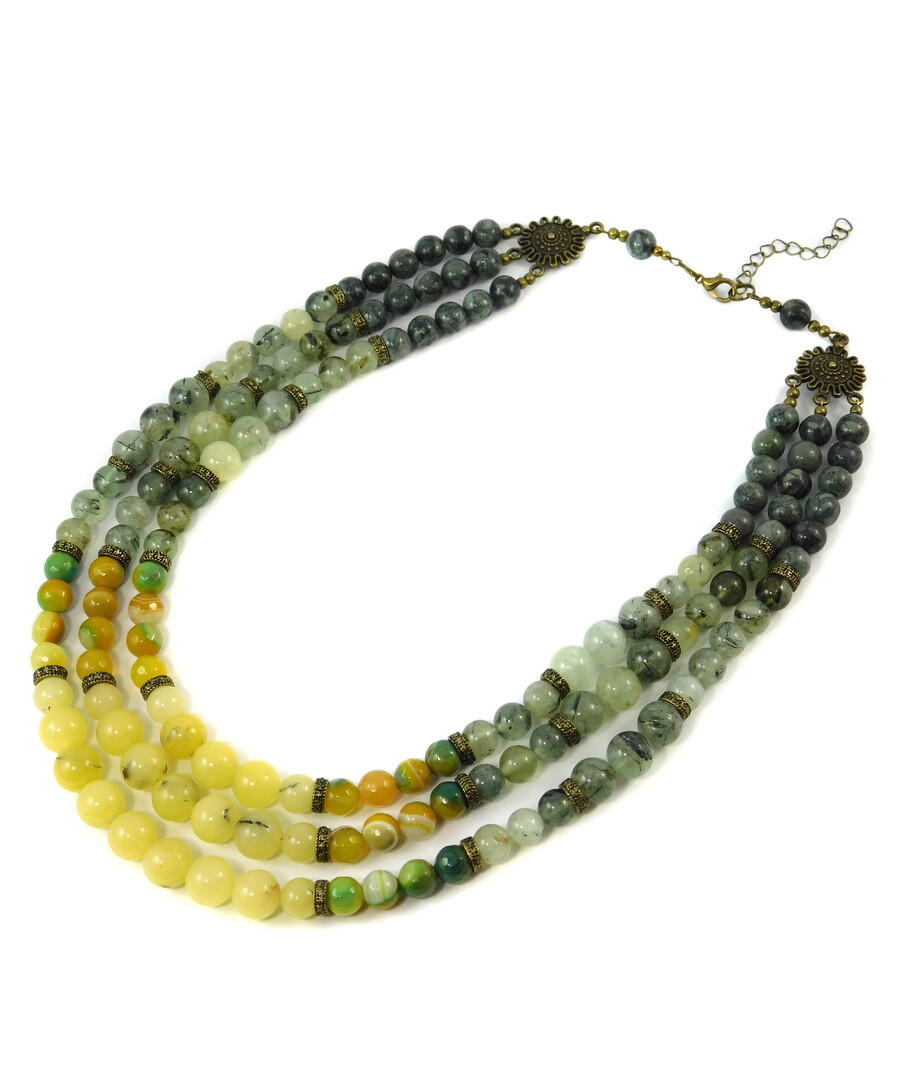 Exclusive necklace "Windmill" Prenite, Jasper, Yellow Turquoise, Faceted Agate