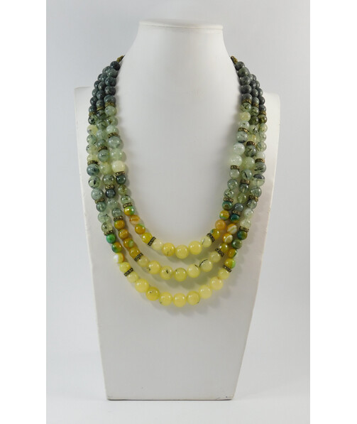 Exclusive necklace "Windmill" Prenite, Jasper, Yellow Turquoise, Faceted Agate