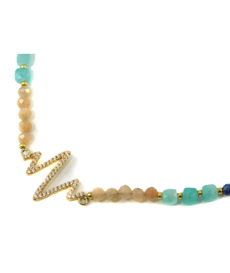 Exclusive necklace "Zorya" Amazonite cube face, Lapis lazuli, Sun stone