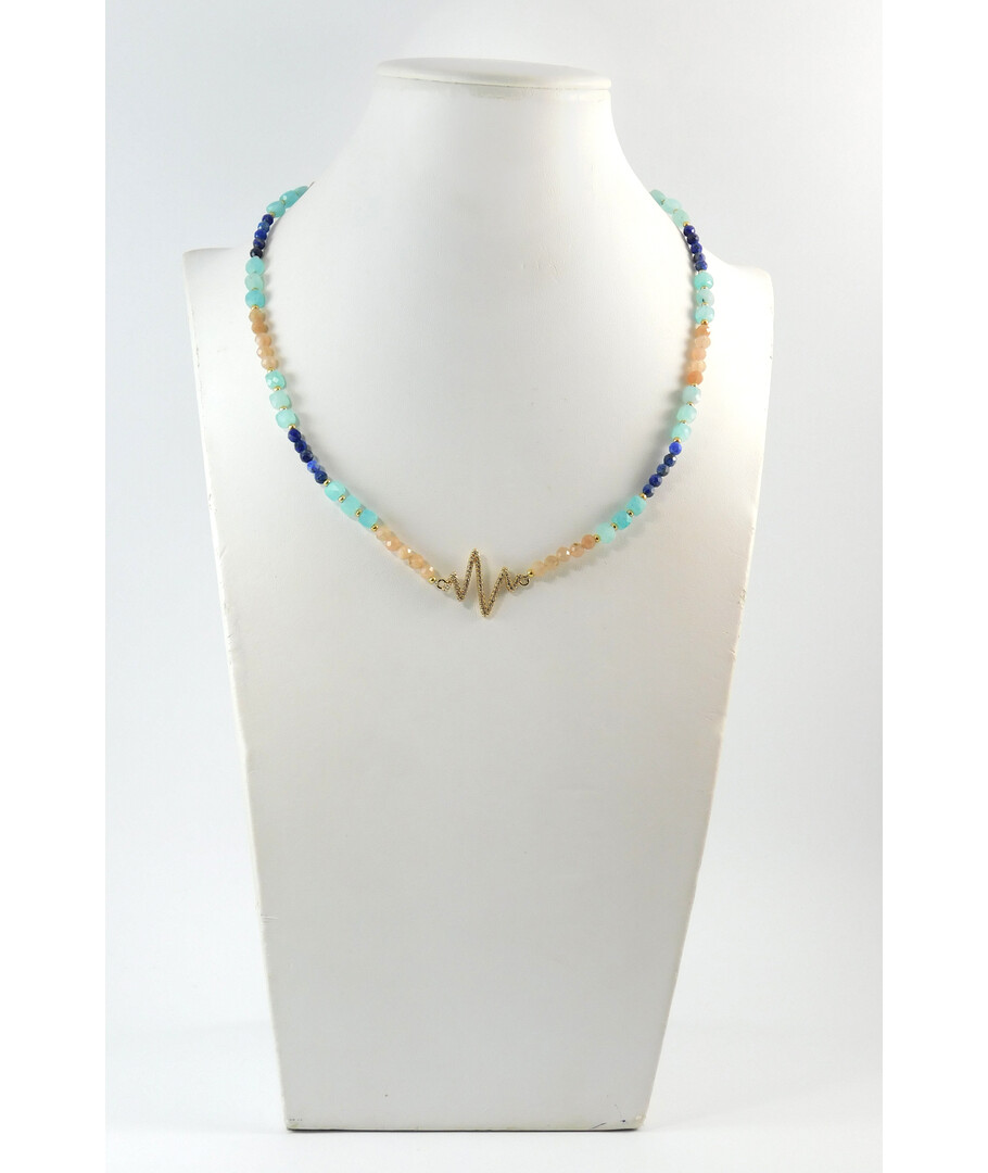 Exclusive necklace "Zorya" Amazonite cube face, Lapis lazuli, Sun stone