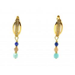 Exclusive earrings "Zorya" Amazonite cube face, Lapis lazuli, Sun stone