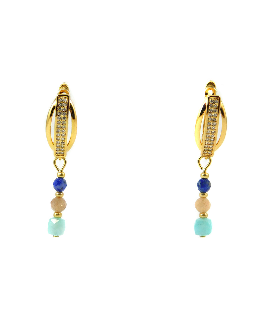 Exclusive earrings "Zorya" Amazonite cube face, Lapis lazuli, Sun stone