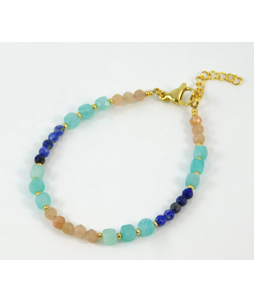 Exclusive bracelet "Zorya" Amazonite faceted cube, Lapis lazuli, Sun stone