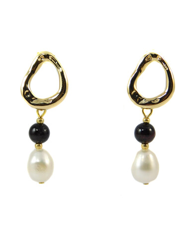 Exclusive earrings "Snowy Calvin" Pomegranate, Pearls fig