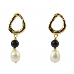 Exclusive earrings "Snowy Calvin" Pomegranate, Pearls fig
